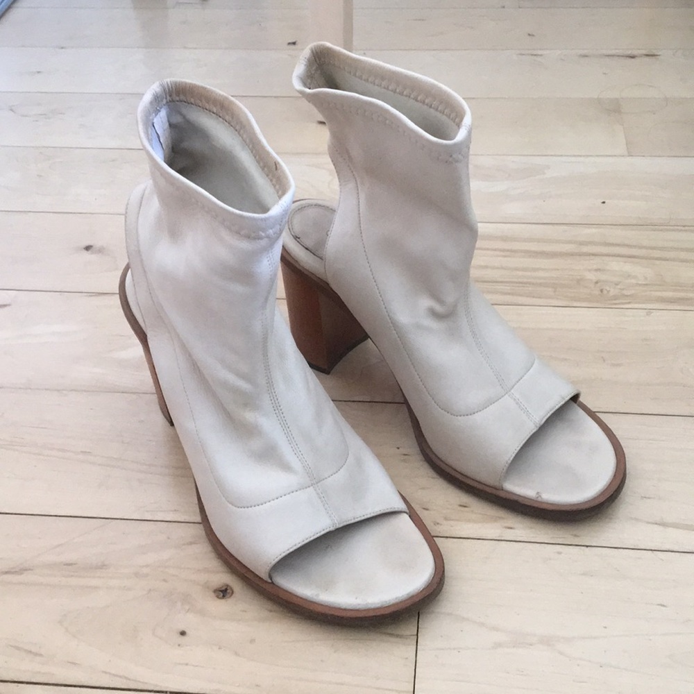 Chloe open toe block heel leather mules